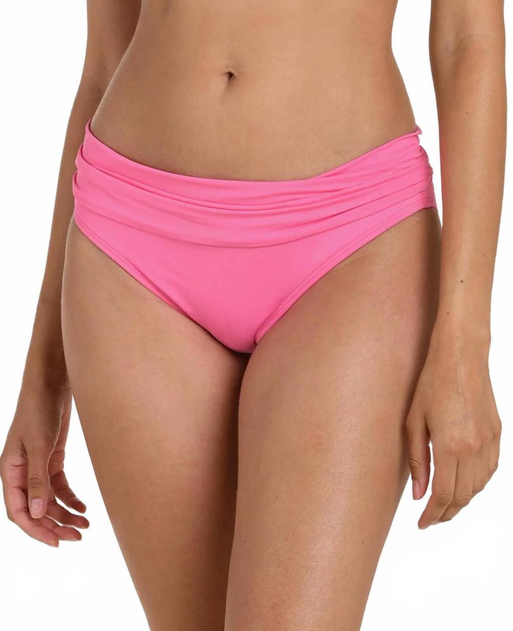 NEW LA BLANCA island goddess shirred band hipster bottom bikini in rose pink